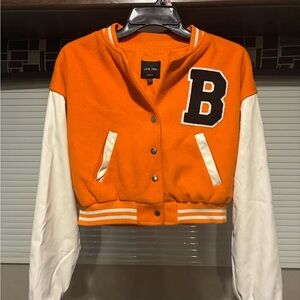 Love Tree Orange Varsity Cropped Jacket “B”